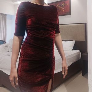 Maroon Velvet Dress