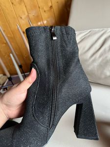 London Rag Sparkly Block Heel Sock Boots