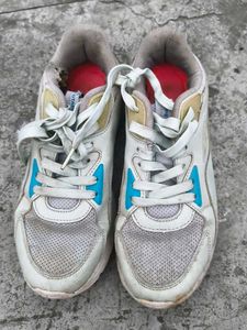 Used White & Blue Sneakers