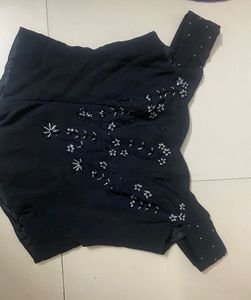 Black Beaded Off-Shoulder Top
