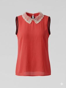 Chic Embellished Collar Sleeveless Top