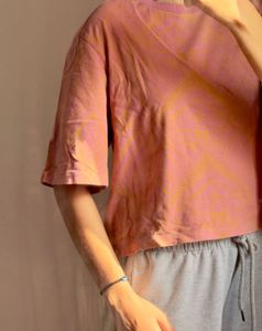 Pink Graphic Print Cropped T-Shirt