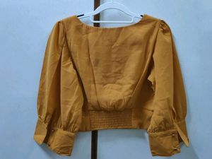 Mustard Yellow Puff Sleeve Top