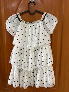 Tiered Heart Print Tulle Dress