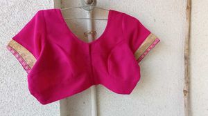 Elegant Pink Blouse with Gold Trim