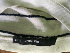 Korean white and black striped crop fit tshirt