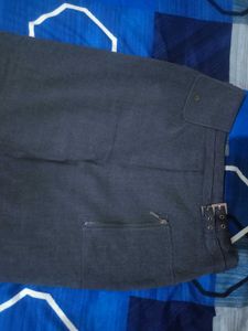 Stylish Grey Trousers with Belt Detail