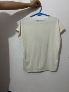 Cream Poppy Print T-Shirt