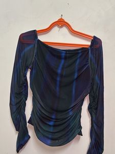 Mesh navy blue top