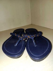 Navy Blue Braided Thong Sandals