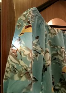 Light Blue Floral Print Off-Shoulder Top