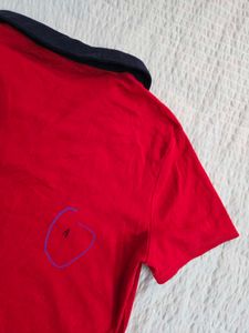 Red &amp; Navy Collared T-Shirt bust 36
