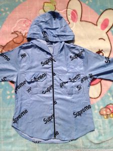 Light Blue Supreme Print Jacket