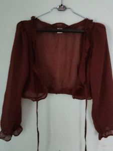 Sheer Tie-Front Crop Top