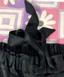 imported Black Satin High-Waisted Shorts