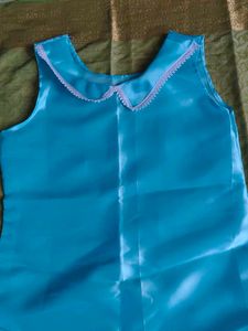 Sky Blue Satin Gown with Frills
