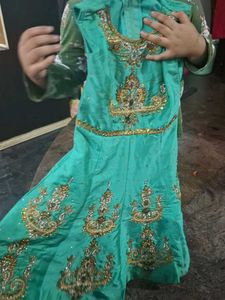 Elegant Teal Embroidered Ethnic Gown