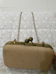 Sparkly Gold Clutch with Chain