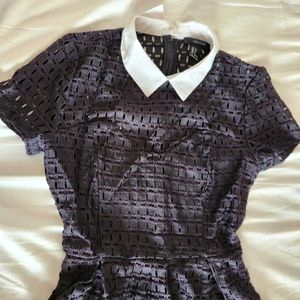Black Collared Fit &amp; Flare Dress with Cutouts