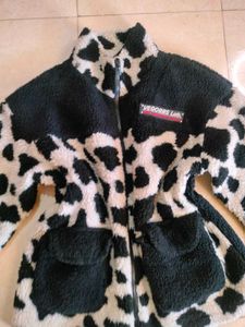 Cow Print Fleece Jacket🐄🤠🩰📦🪞🍂