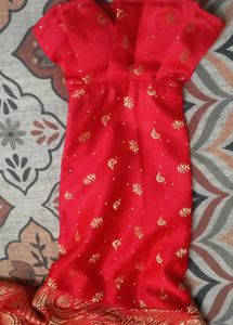 Beautiful Red Ethnic Gown with Golden Print