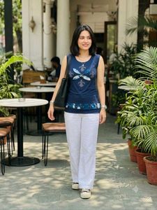 Stylish Blue Sleeveless Top