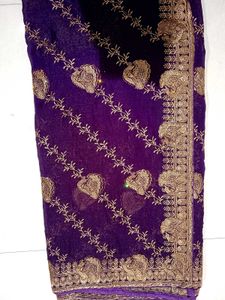 Exquisite Purple Embroidered Saree