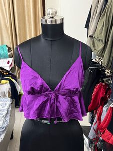 Vibrant Purple Ruffled Crop Top y2k lingerie