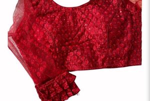 set 2 Maroon Sequin Blouse with Net Sleeves
