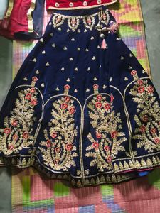Red Velvet Blouse with Blue Sleeves