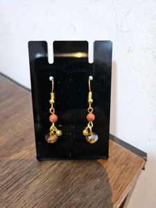 Gold Tone Beaded Drop Earrings