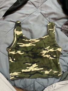 Camo Print Crop Tank Top
