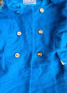 Stylish Blue Jacket with Fur Trim,fur coat