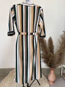 Striped High-Low Midi Dress