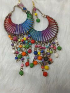 multi designer antic  lock silk handmade earrings