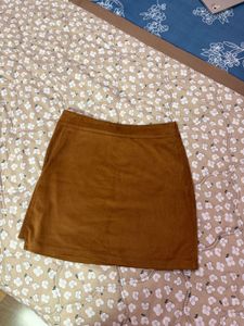 Brown Suede Mini Skirt