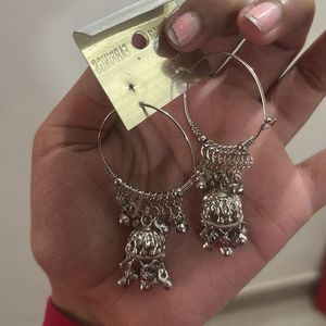 Boho Hoop Earrings with Jhumkas