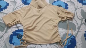 Stylish Beige Ethnic korean top