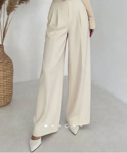 Elegant Cream Wide-Leg Trousers