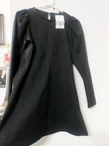 Zara Black Puff Sleeve Dress