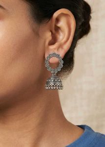 Elegant Silver Jhumka Earrings