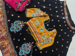 Black Lehenga Choli Set with Yellow Blouse🎊🌺