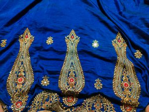 Royal Blue &amp; Pink Embroidered saree  Choli