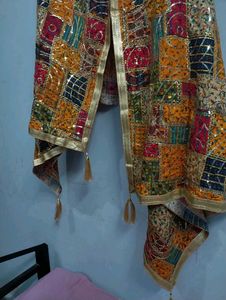 heavy fancy multicolour bandhej sequence duptta