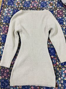 Cream Ribbed Knit Mini Dress
