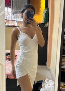LUX White Wrap Bodycon Dress