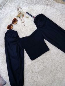 Black Puff Sleeve Off-Shoulder Top