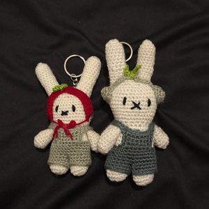 Handmade Crochet miffy Keychains (Set of 2)