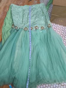 Elegant Mint Green Embroidered Gown