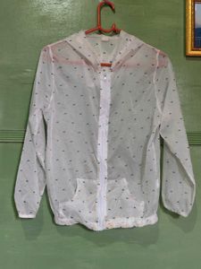 Sheer White Lightweight Jacket with Cute Print